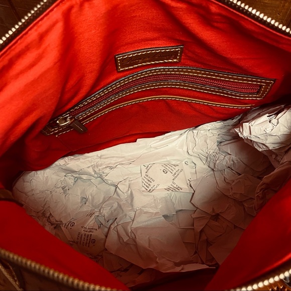 Dooney & Bourke Ostrich Medium Satchel Bag Cognac - Picture 5 of 6